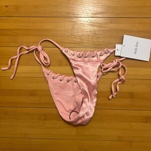 With Jean Blush Satin Bikini Bottom